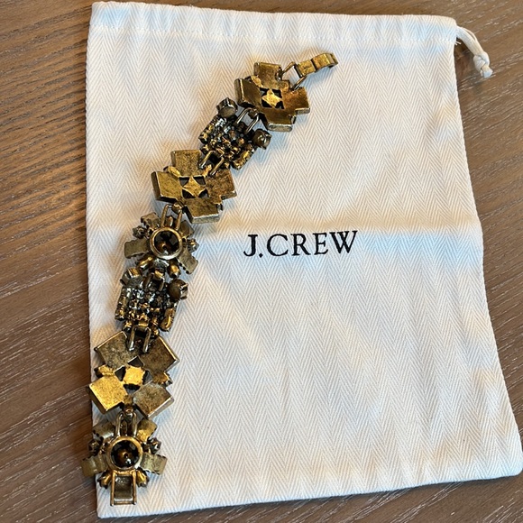 J.CREW BRACELET OLD GOLD & CRYSTAL - Picture 3 of 7